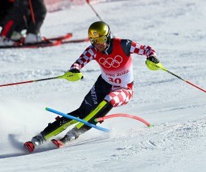 Peking, 16.02.2022 - Hrvatski skija Samuel Kolega tijekom prve vonje slaloma na Zimskim olimpijskim igrama u Pekingu.
foto HINA/ HOO/ Jaki Franja/ ds