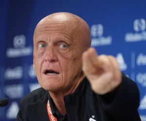 Soccer Football - Club World Cup - A media event with Pierluigi Collina and Sebastian Runge to demonstrate semi-automated offside lines being used - Mohammed Bin Zayed Stadium, Abu Dhabi, United Arab Emirates - February 9, 2022  FIFA's Chairman of the Referees Committee, Pierluigi Collina during an event to demonstrate semi-automated offside lines being used  REUTERS/Matthew Childs
