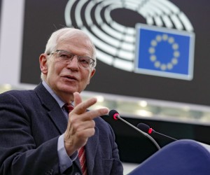 epa09812102 The high representative for the Foreign Affairs of the European Union Josep Borrell during a debate on the EU's role in a changing world and the security situation of Europe following the Russian aggression and invasion on Ukraine', at the European Parliament in Strasbourg, France, 09 March 2022. The session of the European Parliament runs from 07 till 10 March 2022.  EPA/JULIEN WARNAND