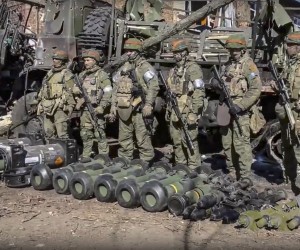 epa09829126 A handout still image taken from handout video made available by the Russian Defence ministry press-service shows Russian servicemen stand next to the US and UK anti-tank missiles that was abandoned by Ukrainian army during their retreat in Donetsk region, Ukraine, 16 March 2022. On 24 February Russian troops had entered Ukrainian territory in what the Russian president declared a 'special military operation', resulting in fighting and destruction in the country, a huge flow of refugees, and multiple sanctions against Russia.  EPA/RUSSIAN DEFENCE MINISTRY PRESS SERVICE / HANDOUT  HANDOUT EDITORIAL USE ONLY/NO SALES