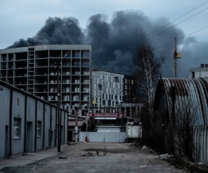 epa09851914 Smoke rises outside Lviv after a Russian airstrike, in Lviv, western Ukraine, 26 March 2022. Lviv Oblast governor Kozytskiy in a statement said three explosions were heard near Kryvchytsia and urged citizens to not reveal the locations on social media. On 24 February Russian troops had entered Ukrainian territory in what the Russian president declared a 'special military operation', resulting in fighting and destruction in the country, a huge flow of refugees, and multiple sanctions against Russia.  EPA/Wojtek Jargilo POLAND OUT