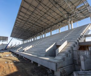 04.01.2021., Osijek - Izgradnja novog nogometnog stadiona na Pampasu. Tri strane tribina su izgradjene i natkrivene. Photo: Davor Javorovic/PIXSELL