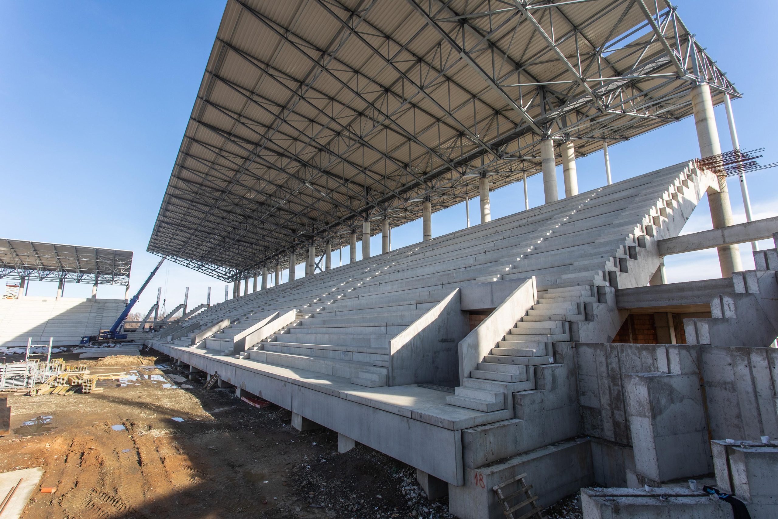 04.01.2021., Osijek - Izgradnja novog nogometnog stadiona na Pampasu. Tri strane tribina su izgradjene i natkrivene. Photo: Davor Javorovic/PIXSELL