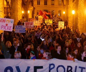 08.03.2020., Zagreb - Feministicki kolektiv fAKTIV odrzao je Nocni mars - 8. mart, pod sloganom "Zivio feminizam! Zivio 8. mart!" rrPhoto: Dalibor Urukalovic/PIXSELL