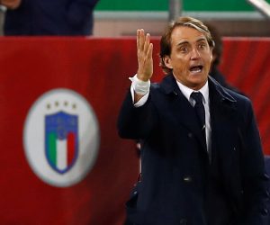Soccer Football - World Cup - UEFA Qualifiers - Group C - Northern Ireland v Italy - Windsor Park, Belfast, Northern Ireland - November 15, 2021 Italy coach Roberto Mancini reacts Action Images via Reuters/Jason Cairnduff Photo: Jason Cairnduff/REUTERS