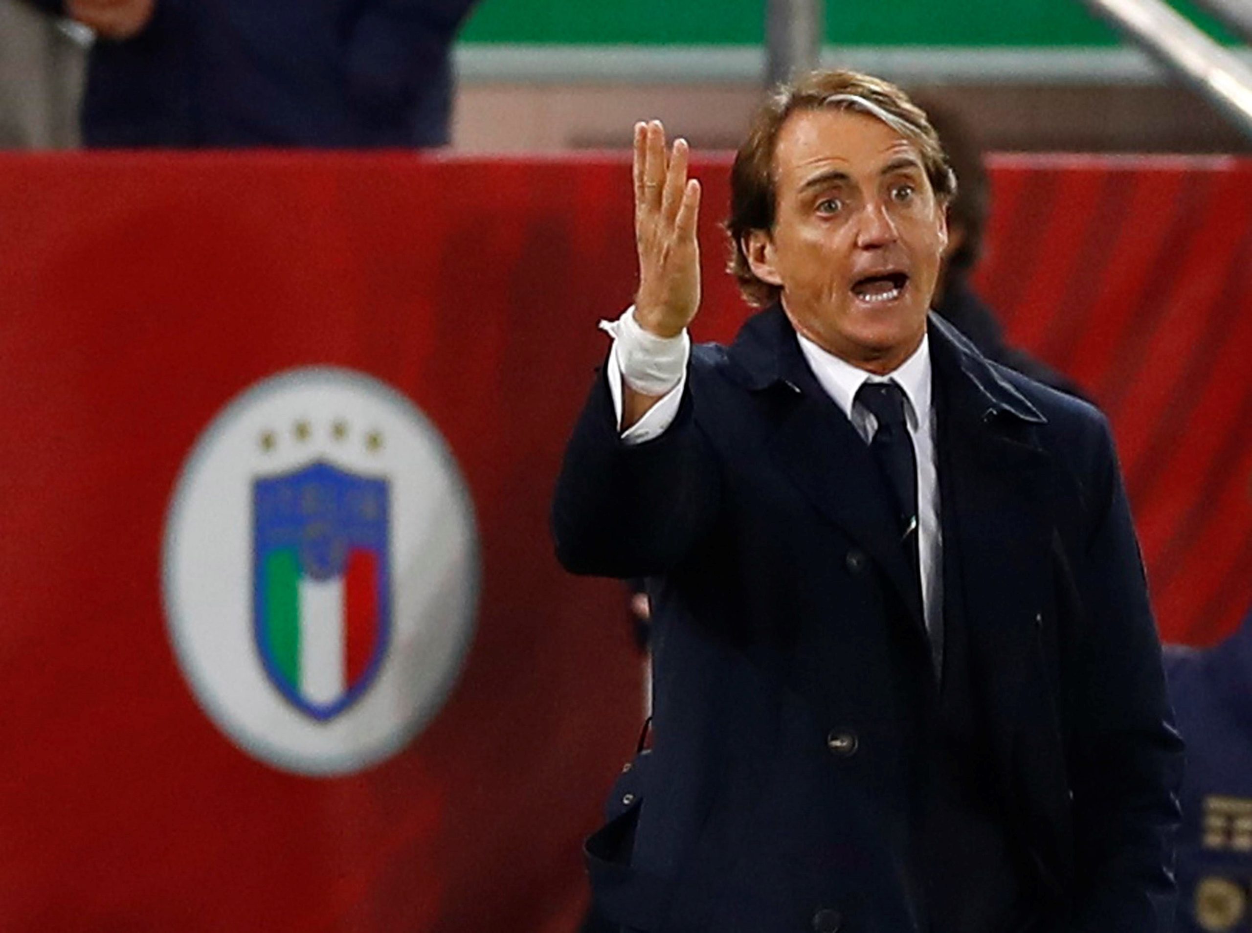 Soccer Football - World Cup - UEFA Qualifiers - Group C - Northern Ireland v Italy - Windsor Park, Belfast, Northern Ireland - November 15, 2021 Italy coach Roberto Mancini reacts Action Images via Reuters/Jason Cairnduff Photo: Jason Cairnduff/REUTERS