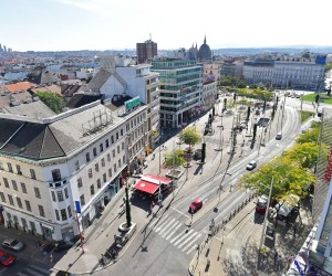 Der Blick auf den Christian-Broda-Platz und Richtung Rudolfsheim Fünfhaus