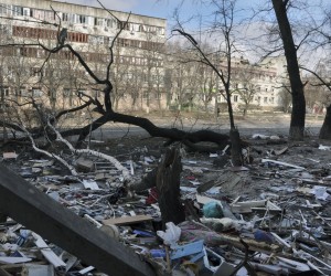 epa09855167 Debris of a destroyed building is seen after shelling in Chernihiv, Ukraine, 27 March 2022 (made available on 28 March 2022). Residential buildings and civilian infrastructure has been hit by Russian airstrikes. On 24 February, Russian troops had entered Ukrainian territory in what the Russian president declared a 'special military operation', resulting in fighting and destruction in the country, a huge flow of refugees, and multiple sanctions against Russia.  EPA/NATALIIA DUBROVSKA
