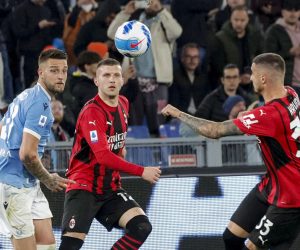 epa09907489 Lazio’s Sergej Milinkovic-Savic (L) and Milan’s Ante Rebic in action during the Italian Serie A soccer match between SS Lazio and AC Milan at the Olimpico stadium in Rome, Italy, 24 April 2022.  EPA/GIUSEPPE LAMI