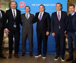 Nyon, SWITZERLAND - APRIL 11th: UEFA President Čeferin meets the Croatian Football Federeation in Nyon, Switzerland. (Photo by Kristian Skeie - UEFA)
