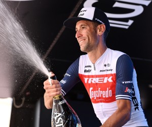 Vincenzo Nibali celebrates after winning  the fourth stage of the Giro di Sicilia, tour of Sicily cycling race, from Sant'Agata di Militello to Mascali, Italy, Friday, Oct. 1, 2021. (Massimo Paolone/LaPresse via AP)