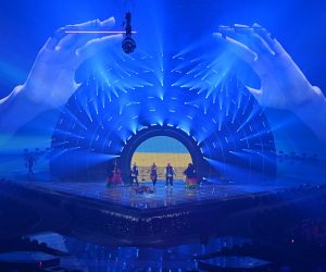 epa09947521 Kalush Orchestra from Ukraine performs the song 'Stefania' during the Grand Final of the 66th annual Eurovision Song Contest (ESC 2022) in Turin, Italy, 14 May 2022.  EPA/ALESSANDRO DI MARCO