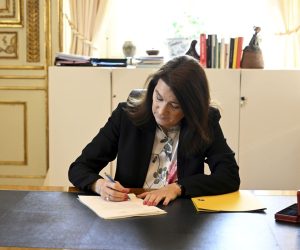 epa09952060 Sweden's Minister of Foreign Affairs Ann Linde signs Sweden's application for NATO membership at the Ministry of Foreign Affairs in Stockholm, Sweden, 17 May 2022. The Swedish Parliament the previous day held a special debate about applying for NATO membership. The leaders of Sweden and Finland have confirmed they will apply for NATO membership as a result of Russia's invasion of Ukraine.  EPA/Henrik Montgomery  SWEDEN OUT
