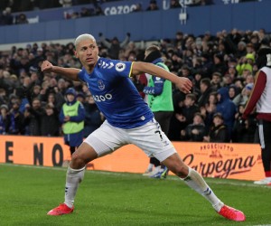 6th December 2021 Goodison Park, Liverpool, England Premier League football, Everton versus Arsenal Richarlison of Everton celebrates before his goal after 60 minutes is disallowed for the 2nd time to Richarlison in the game PUBLICATIONxNOTxINxUK ActionPlus12345927 DavidxBlunsden