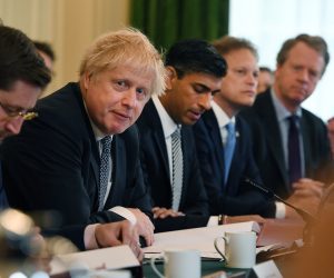 epa09971013 British Prime Minister Boris Johnson (2-L) chairs a Cabinet meeting at 10 Downing Street in London, Britain, 24 May 2022. Johnson is under pressure over 'party gate' allegations following new photographs showing him attending a party during the Covid-19 lockdown.  EPA/ANDY RAIN POOL