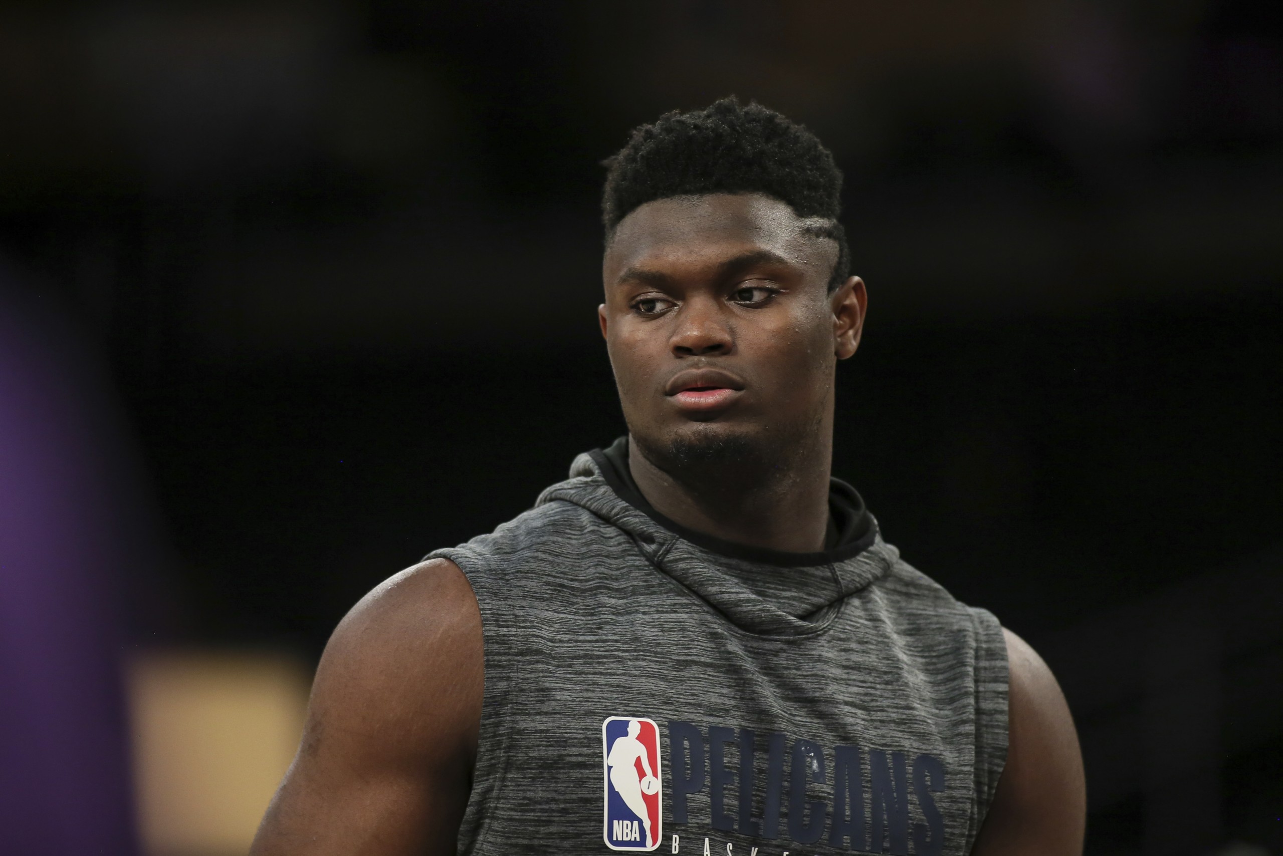 LOS ANGELES, CA - JANUARY 03: New Orleans Pelicans forward Zion Williamson (1) before the New Orleans Pelicans vs Los Angeles Lakers NBA basketball game on January 03, 2019, at Staples Center in Los Angeles, CA. (Photo by Jevone Moore/Icon Sportswire) (Icon Sportswire via AP Images)