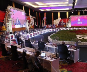 epa10071851 G20 Finance Ministers, Central Bank Governors and head of delegates attend the G20 Finance Ministers and Central Bank Governors Meeting in Nusa Dua, Bali, Indonesia, 15 July 2022. Bali hosts the two-day G20 Finance Ministers and Central Bank Governors Meeting from 15 to 16 July 2022.  EPA/MADE NAGI / POOL
