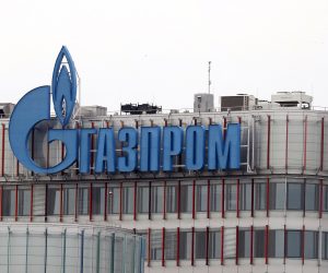 epa10093790 A Gazprom office in St. Petersburg, Russia, 27 July 2022. Russian energy giant Gazprom said on 25 July, citing problems with a turbine, that starting from 27 July the daily gas flow through the Nord Stream 1 pipeline will be set at 33 million cubic meters, just days after it resumed limited flows following a maintenance shutdown. The pipeline is the major delivery route for Russian gas to Europe.  EPA/ANATOLY MALTSEV
