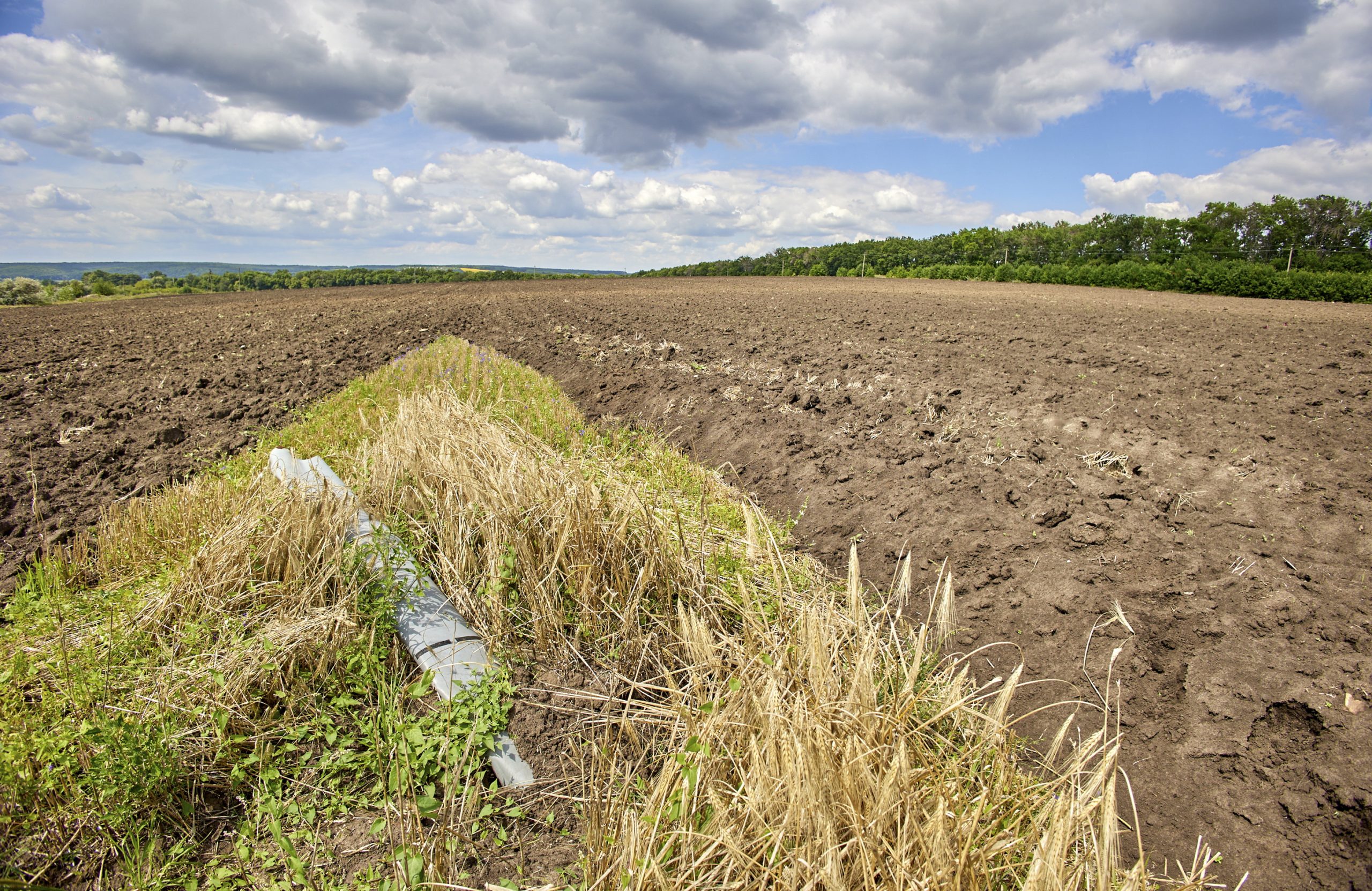 epa10098946 Plowed field flow round a part of a rocket, residuary after shelling, on a field near the Kharkiv, Ukraine, 30 July 2022. Ukraine was ready to export Ukrainian grain and waiting for signals from partners about the start of transportation, Zelensky said on his official Telegram account on 29 July. A center to oversee the Ukrainian grain export was opened in Istanbul on 27 July following a deal between Russia and Ukraine to export Ukrainian grain from besieged ports through the Black Sea.  EPA/SERGEY KOZLOV