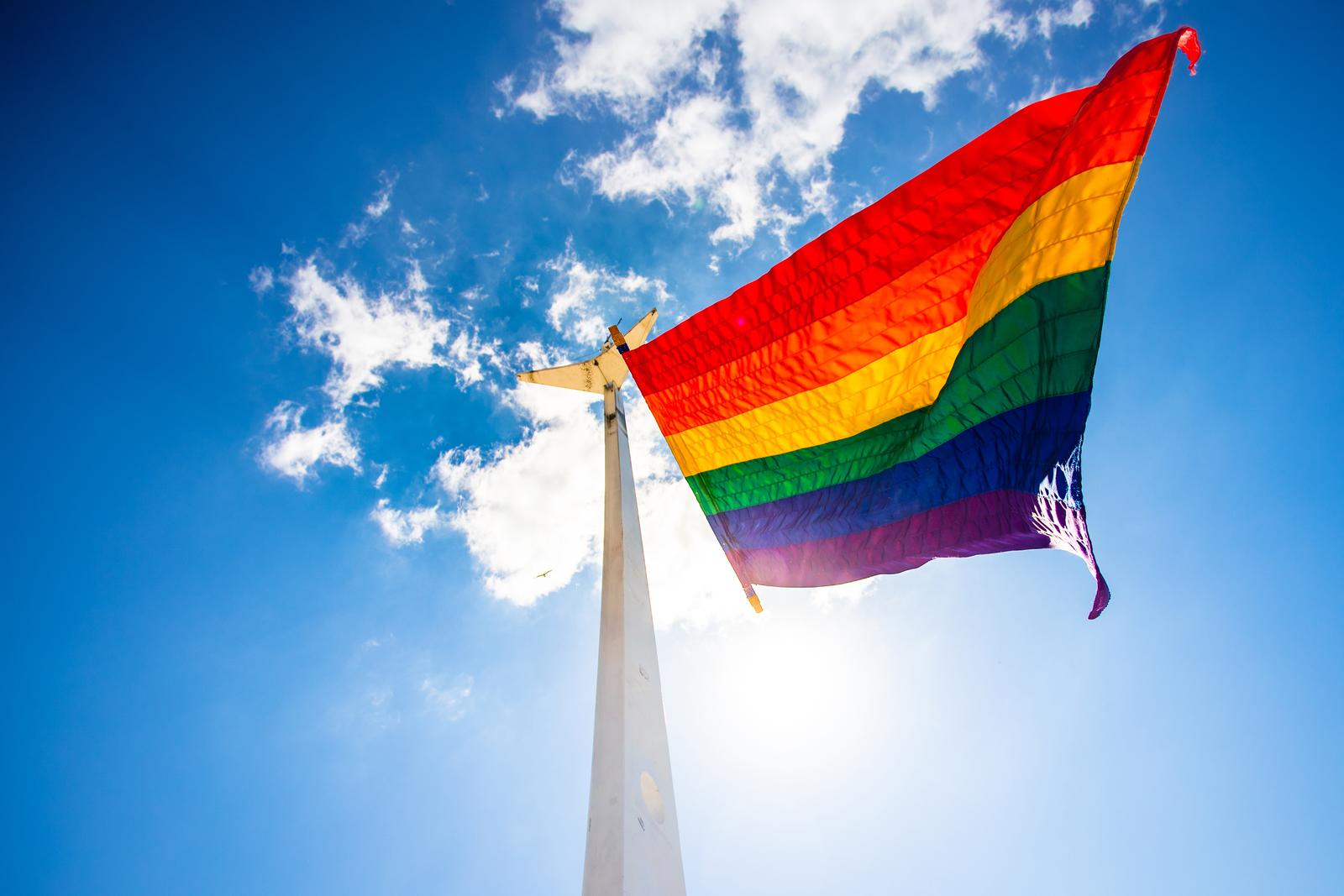 14.06.2021., Split - Pripadnici LGBT zajednice u Splitu jutros su na Matejuski podigli zastavu duginih boja.rPhoto: Milan Sabic/PIXSELL