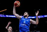 epa10178088 Nicolo Melli of Italy in action during the FIBA EuroBasket 2022 round of 16 match between Serbia and Italy at EuroBasket Arena in Berlin, Germany, 11 September 2022.  EPA/FILIP SINGER
