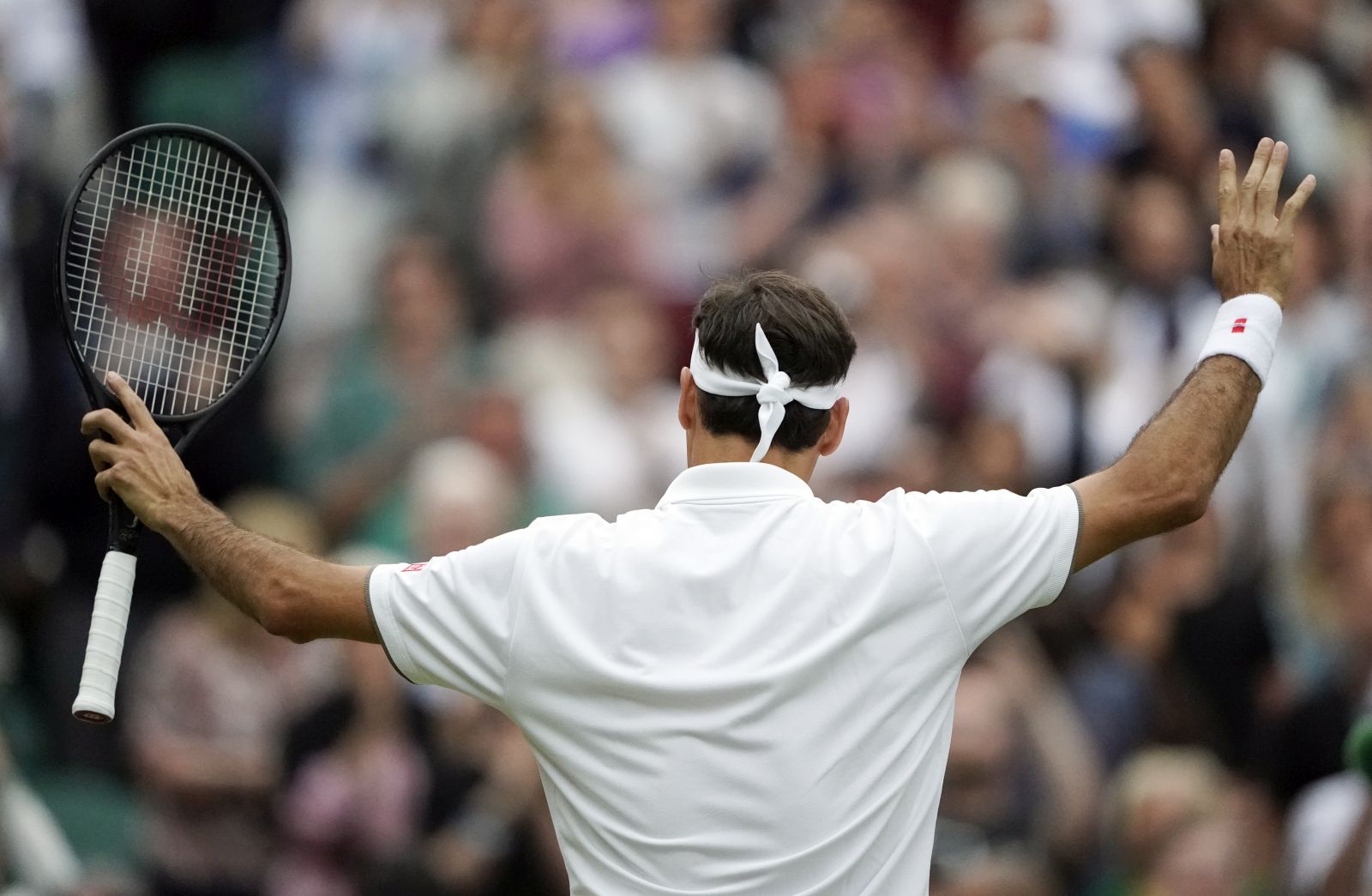 epa10185732 (FILE) - Roger Federer of Switzerland celebrates his win over Matteo Berrettini of Italy in their fourth round match during the Wimbledon Championships at the All England Lawn Tennis Club, in London, Britain, 08 July 2019 (reissued 15 September 2022). Federer on 15 September 2022 released a statement reading that the Laver Cup held on 23-25 September in London will be his final ATP event to compete in.  EPA/NIC BOTHMA EDITORIAL USE ONLY/NO COMMERCIAL SALES *** Local Caption *** 55623083