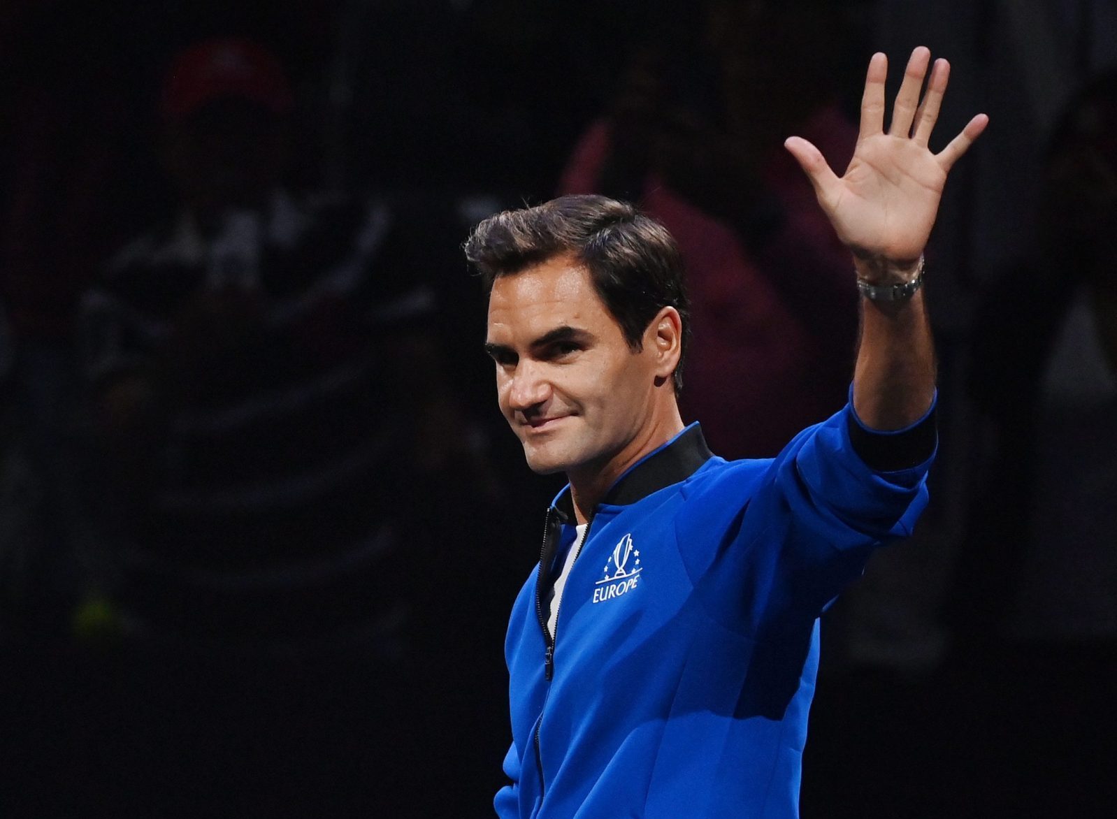 epa10203594 Team Europe's Roger Federer during Day 2 of the Laver Cup at the O2 Arena in London, Britain 24 September 2022. Federer played his last game before retirement on 23 September 2022.  EPA/ANDY RAIN