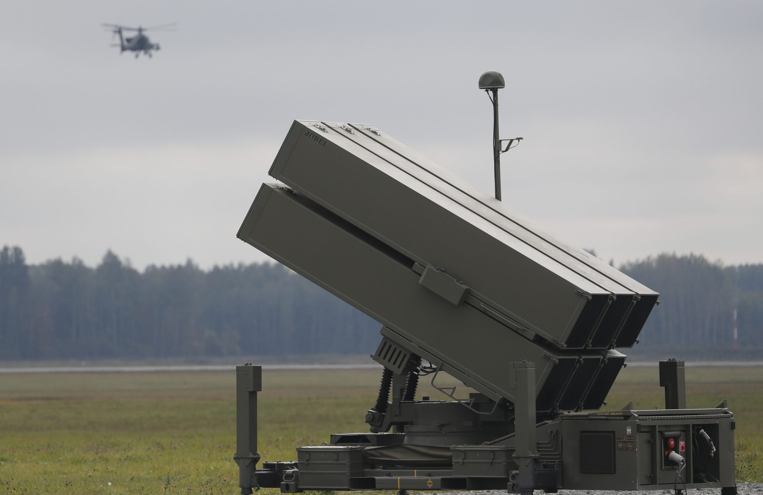 epa10209628 Spanish army air defence systems NASAMS simulates the defence during Ramstein Alloy exercise in Lielvarde Air Base, Latvia, 27 September 2022. NATO said Hungary, Germany, Czech Republic, Italy, Turkey, the United Kingdom, Estonia, Latvia and Lithuania, as well as partner Finland, will conduct the two-day third Ramstein Alloy exercise in 2022. During the exercise participating air forces flew quick reaction alert drills including Communication Loss, Slow Mover Intercept, Dissimilar Air Combat Training, Combat Search and Rescue, Close Air Support and Air-to-Air Refuelling scenarios. One special focus was on the integration of a Spanish Ground Based Air Defense Task Force into the activities. Spanish NASAMS air defence systems simulated the defence of Lielvarde Air Base against aerial attack.  EPA/TOMS KALNINS