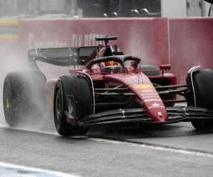 epa10228544 Monaco's Formula One driver Charles Leclerc of Scuderia Ferrari steers his car in the pit lane during the first practice session of the Japanese Formula One Grand Prix in Suzuka, Japan, 07 October 2022. The Japanese Formula One Grand Prix will take place on 09 October 2022.  EPA/FRANCK ROBICHON
