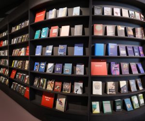 epa10250251 Books are on display at the Guest of Honor pavilion of Spain at the Frankfurt International Book Fair 2022, in Frankfurt am Main, Germany, 18 October 2022. The 74th Frankfurt Book Fair runs from 19 to 23 October 2022. This year's Guest of Honor country is Spain.  EPA/RONALD WITTEK