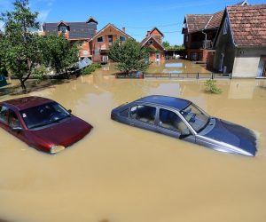 19.05.2014., Gunja - U katastrofalnoj poplavi koja je pogodila istocnu Slavoniju brojne kuce i automobili su potopljeni, a odrzana je i vojna akcija u kojoj su evakuirane posljednje zarobljene zivotinje.rPhoto: Davor Javorovic/PIXSELL