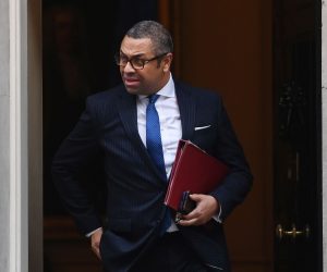 epa10310208 British Foreign Secretary James Cleverly leaves Downing Street following a cabinet meeting in London, Britain, 17 November 2022. British Chancellor of the Exchequer Jeremy Hunt is to deliver his Autumn Statement to parliament on 17 November, with tax rises and government spending cuts expected to help fill a 50 billion pounds black hole in the British finances.  EPA/ANDY RAIN