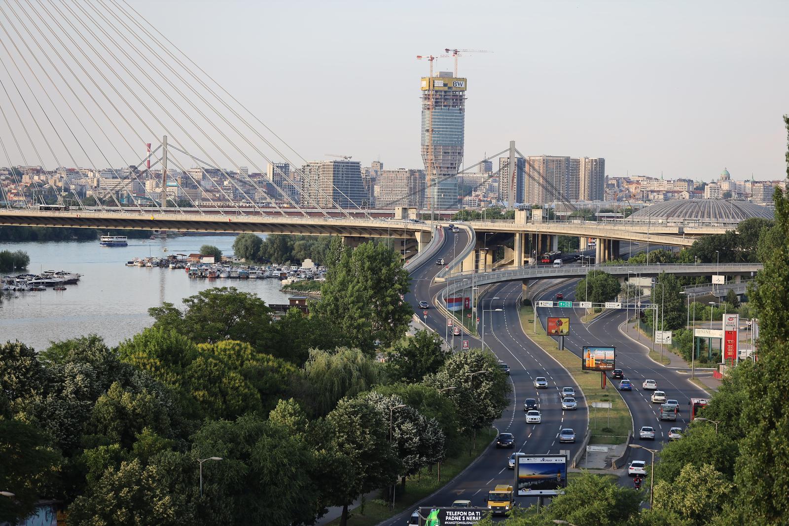 18, June, 2021, Belgrade - View of Belgrade from the terrace of the Ada Mall. Radnicka  loop on the approach to the bridge on Ada. Photo: Milan Maricic/ATAImagesrr18, jun, 2021, Beograd - Pogled na Beograd sa terase trznog centra Ada Mall. Photo: Milan Maricic/ATAImages