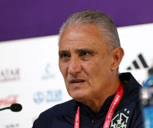 epa10347797 Brazil national soccer team head coach Tite  attends a press conference in Doha, Qatar, 04 December 2022. Brazil will face South Korea on their round of 16 match at the FIFA World Cup on 05 December.  EPA/RUNGROJ YONGRIT