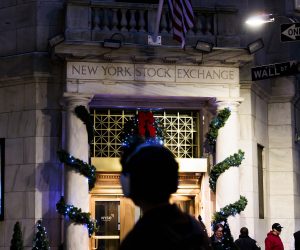 epa10353019 The entrance to the New York Stock Exchange in New York, New York, USA, on 06 December 2022. The Dow Jones industrial average ended the day down 350 points.  EPA/JUSTIN LANE