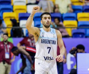 PE - Recife - 09/10/2022 - AMERICAP 2022, ARGENTINA X UNITED STATES - Argentina player Facundo Campazzo celebrates Friday during a match against the United States at Geraldao for Americup 2022. Photo: Rafael Vieira/AGIF (via AP)