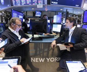 epa10403533 Traders work on the floor of the New York Stock Exchange in New York, New York, USA, 13 January 2023.  EPA/JUSTIN LANE