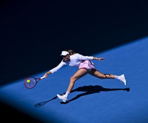 epa10419235 Donna Vekic of Croatia in action during her third round match against Nuria Parrizas Diaz of Spain at the 2023 Australian Open tennis tournament at Melbourne Park in Melbourne, Australia, 21 January 2023.  EPA/JOEL CARRETT  AUSTRALIA AND NEW ZEALAND OUT