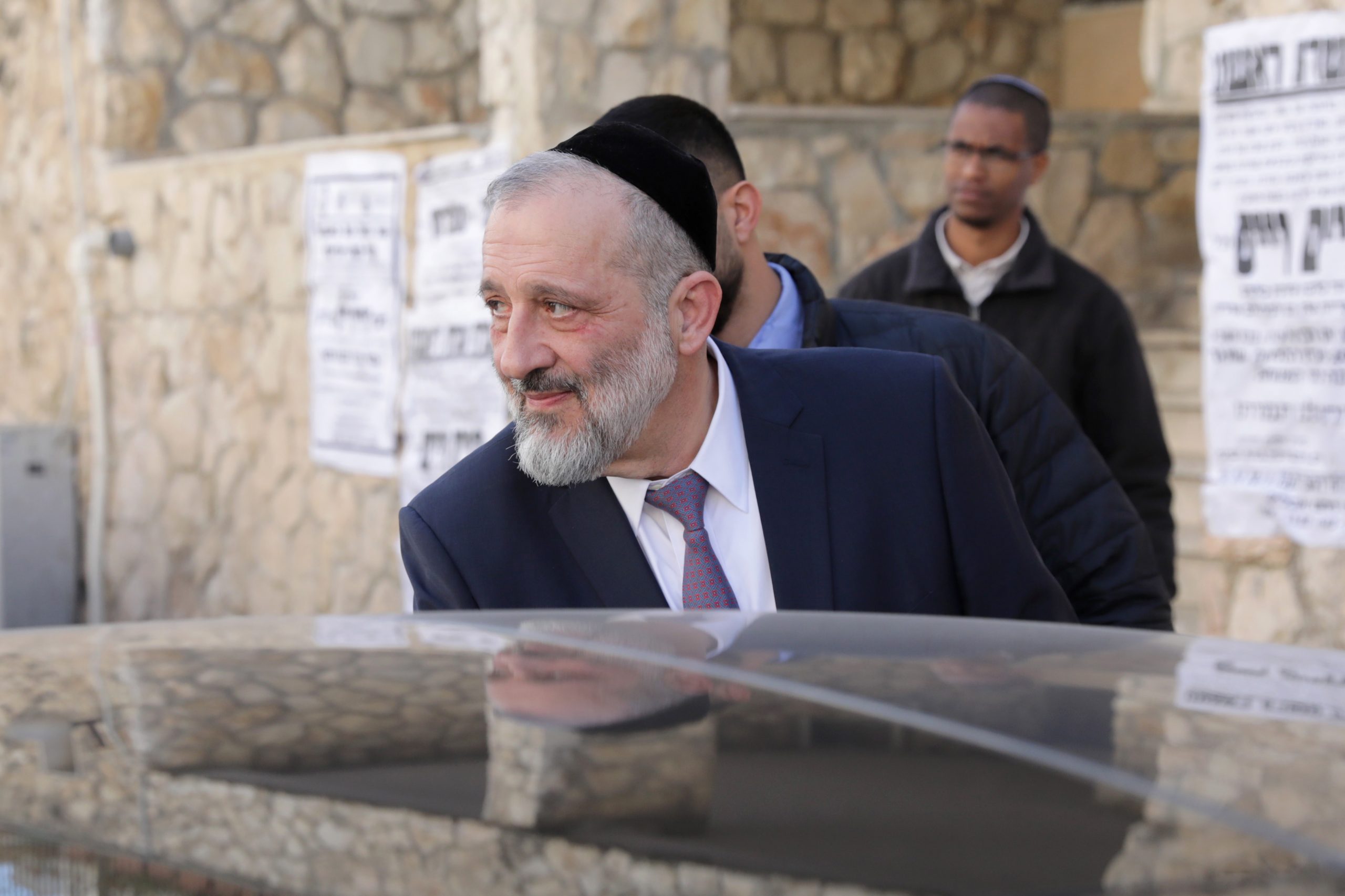 epa10422184 Israeli politician Aryeh Deri, who was appointed as Minister of Interior and Health leaves his house in Jerusalem, 22 January 2023. The Israeli Supreme Court ruled on 18 January 2023 that the appointment of Knesset member Rabbi Aryeh Makhlouf Deri to the position of Minister of the Interior and Health cannot stand. According to reports, the court ordered Prime Minister Benjamin Netanyahu to fire Deri from his post today.  EPA/ABIR SULTAN