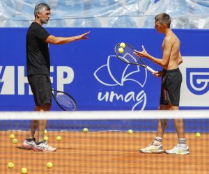 31.07.2022., Umag -  Goran Ivanisevic sa sinom Emanuelom na Plava Laguna Croatia Open Umag teniskom turniru. Photo: Jurica Galoic/PIXSELL