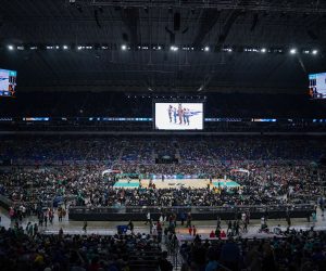 Jan 13, 2023; San Antonio, Texas, USA;  A view of the court during the game between the Golden State Warriors and the San Antonio Spurs at the Alamodome. Mandatory Credit: Daniel Dunn-USA TODAY Sports Photo: Daniel Dunn/REUTERS