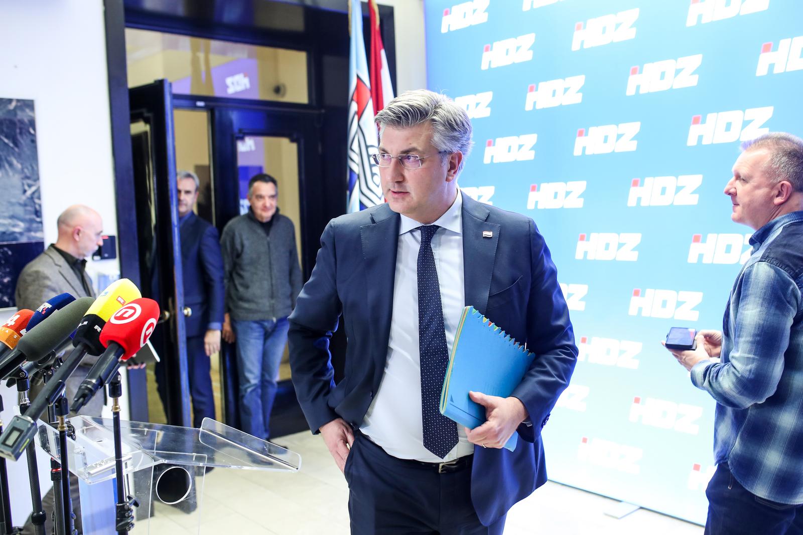 30.01.2023.., Zagreb - Premijer Andrej Plenkovic dao je izjavu za medije nakon  sjednice predsjednistva.  Photo: Slavko Midzor/PIXSELL