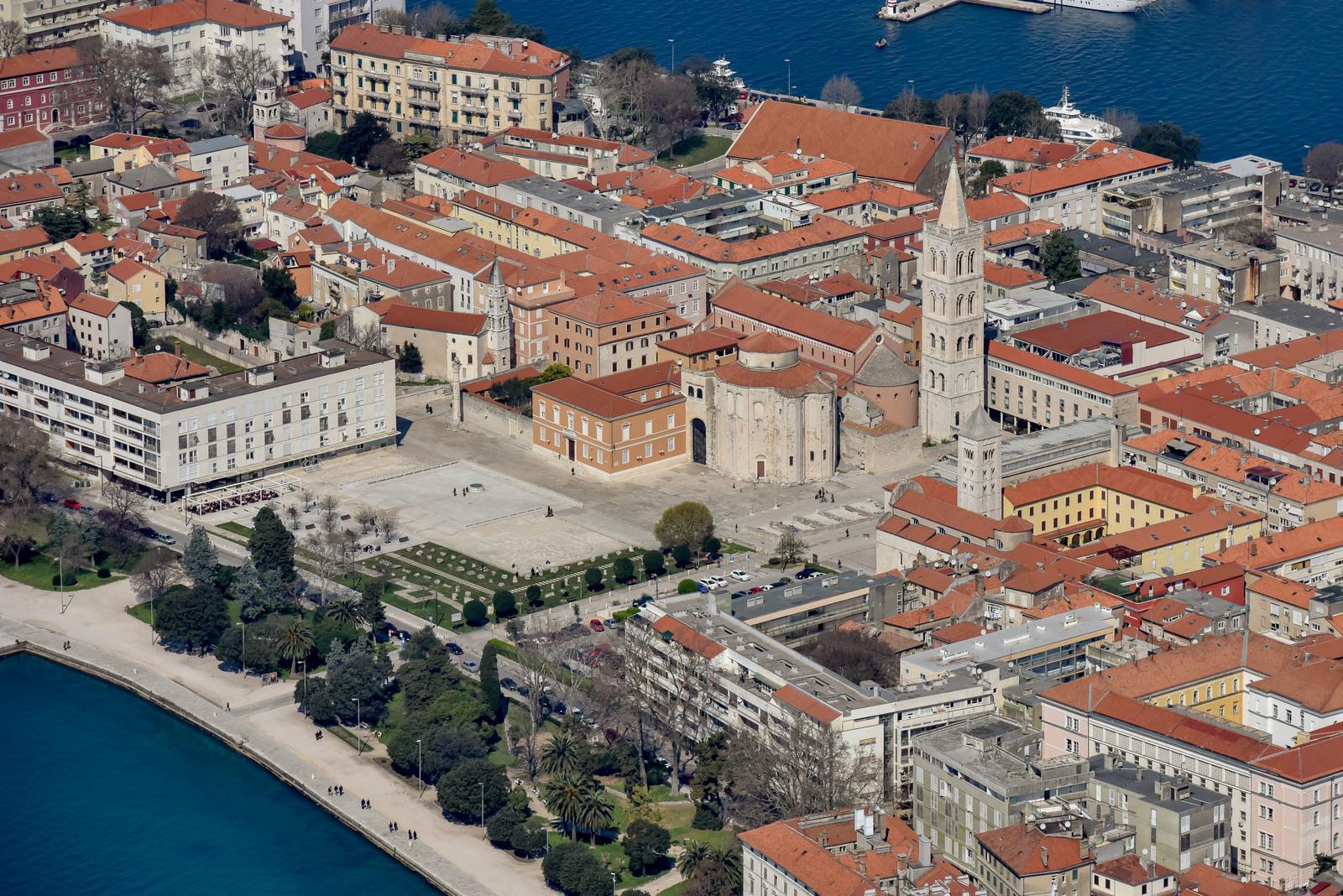 17.03.2016., Zadar - Zadar iz zraka. Ilustracije. Rimski Forum i crkva sv. Donata."nPhoto: Dino Stanin/PIXSELL