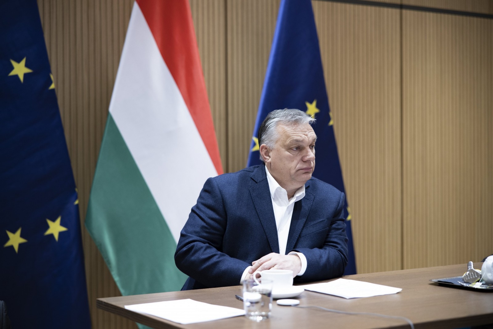 epa10452259 A handout photo made available by the Hungarian Prime Minister's Press Office, of Hungarian Prime Minister Viktor Orban attending a video conference along with his Polish, Belgian, Finnish and Maltese counterparts, as well as the Bulgarian President and European Council President in preparation for the upcoming European Union summit, in Sopron, Hungary, 07 February 2023. The extraordinary meeting of the European Council will take place in Bussels from 09 to 10 February with a focus on the war in Ukraine, economic challenges and illegal migration.  EPA/Prime Minister's Press Office HANDOUT  HANDOUT EDITORIAL USE ONLY/NO SALES