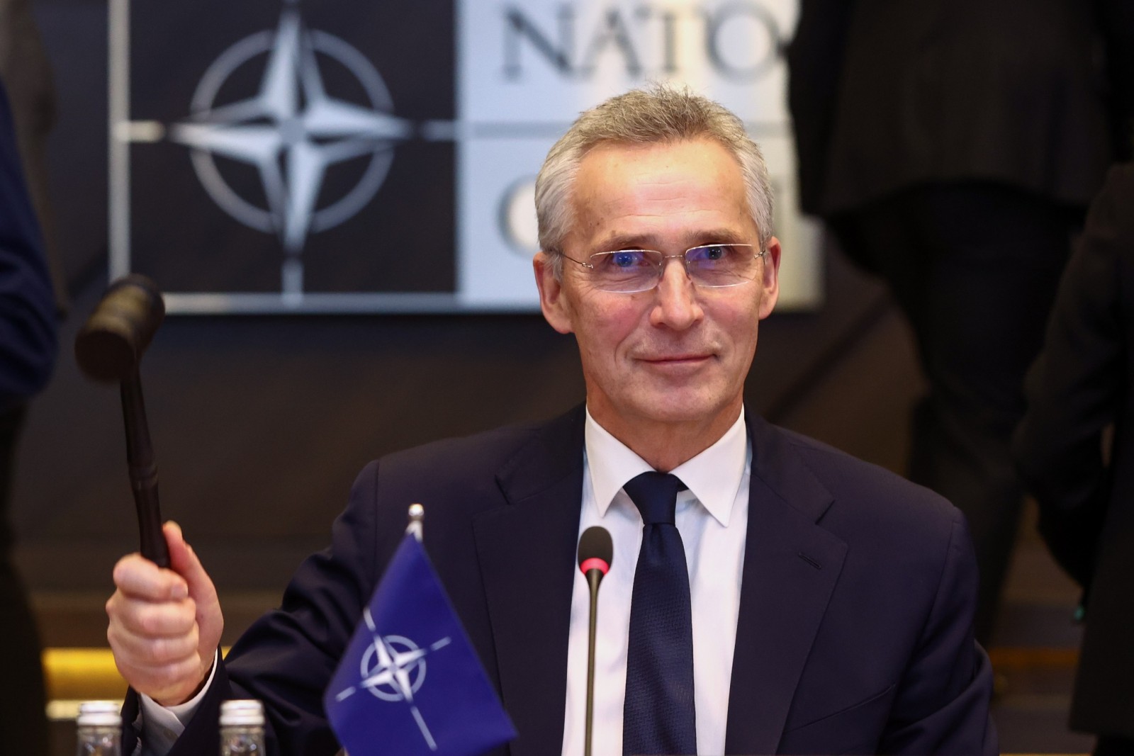 epa10466941 NATO Secretary General Jens Stoltenberg at the start of a NATO defense ministers meeting at the alliance's headquarters in Brussels, Belgium, 14 February 2023. Defense Ministers of the North Atlantic Treaty Organization (NATO) countries gather in Brussels from 14 to 15 February.  EPA/STEPHANIE LECOCQ