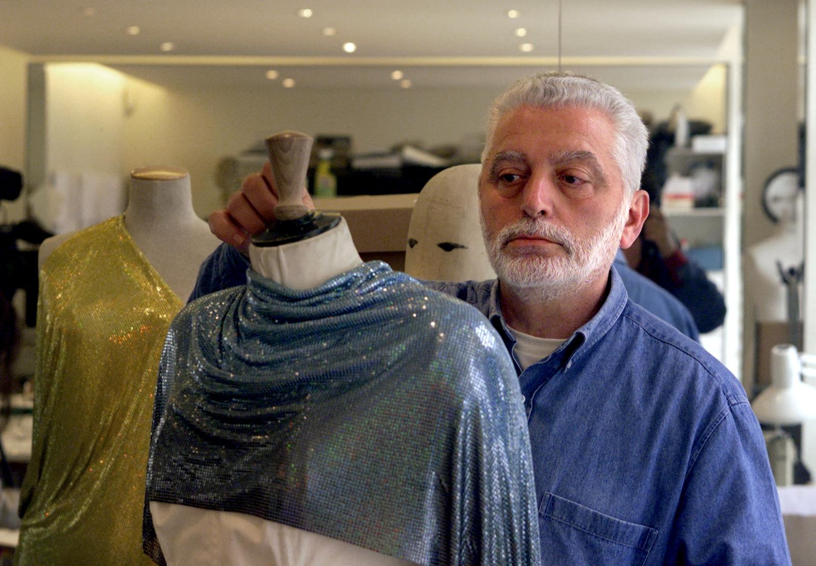 FILE PHOTO: Spanish-born French fashion designer Paco Rabanne seen in his Paris workshop May 18. Rabanne insists that his interpretations of predictions made by the 16th century astrologer Nostradamus,  which forsee the destruction of Paris by fire 11 August 1999, will come true.  Because of this, Rabanne has ordered the closure of his Paris boutiques and workshops on this date. REUTERS/Philippe Wojazer/File Photo Photo: Philippe Wojazer/REUTERS