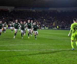 Plymouth Argyle players celebrates a win at full time which sent them to Wembley  during the Papa John's Trophy match Plymouth Argyle vs Cheltenham Town at Home Park, Plymouth, United Kingdom, 21st February 2023

(Photo by Stanley Kasala/News Images)