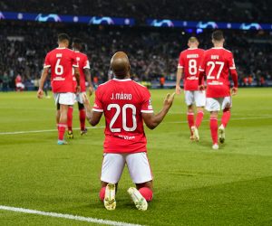 PARIS, FRANCE - OCTOBER 11: Joao Mario (20) reacts after scoring a goal (penalty) during the Champions League match between Paris Saint-Germain (PSG) and SL Benfica on October 11, 2022, at Parc des Princes Stadium in Paris, France. (Photo by Glenn Gervot/Icon Sportswire)(Photo by Glenn Gervot/Icon Sportswire) (Icon Sportswire via AP Images)