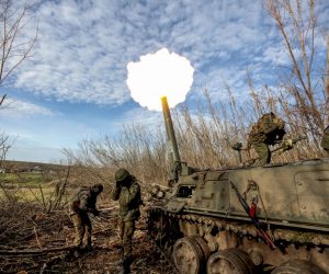 epa10481388 (FILE) - Forces of the self-proclaimed Donetsk People's Republic fire a self-propelled mortar 2S4 'Tulip' not far from Bakhmut, Donetsk region, Ukraine, 01 December 2022 (reissued 21 February 2023). Russian troops on 24 February 2022, entered Ukrainian territory, starting a conflict that has provoked destruction and a humanitarian crisis. One year on, fighting continues in many parts of the country.  EPA/ALESSANDRO GUERRA  ATTENTION: This Image is part of a PHOTO SET