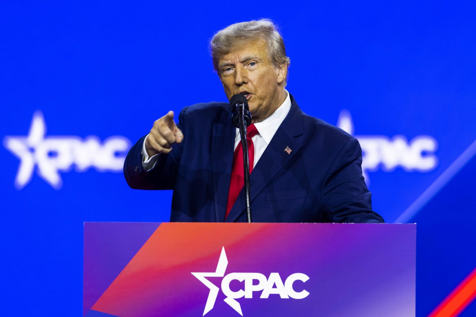 epa10503799 Former US President Donald Trump speaks at the Conservative Political Action Conference (CPAC), billed as the largest conservative gathering in the world, at the Gaylord National Resort & Convention Center in National Harbor, Maryland, USA, 04 March 2023. Many conservatives skipped this year’s conference after a male campaign aid accused CPAC Chair Matt Schlapp of sexual assault.  EPA/JIM LO SCALZO